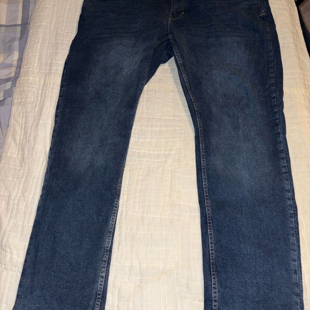Izod Men's 42x30 Dark Blue Straight Jeans